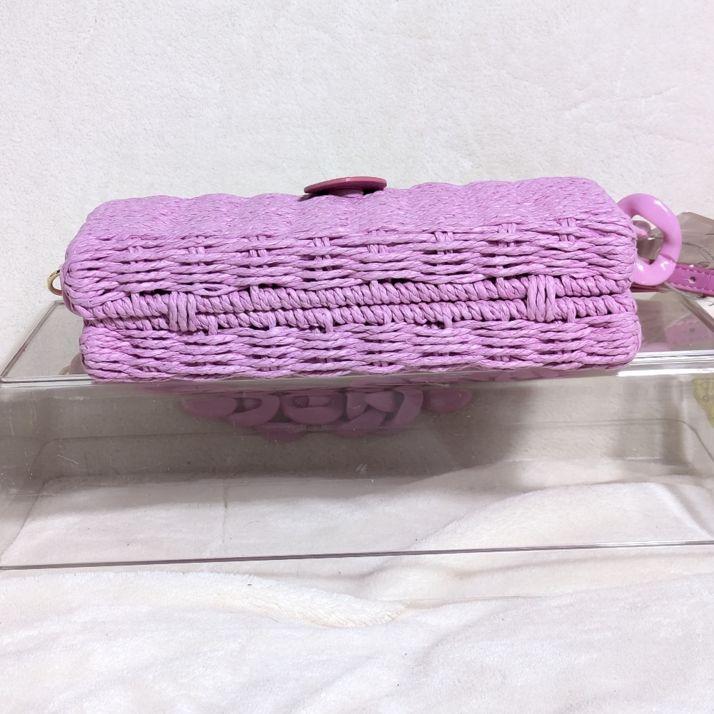 NWT A New Day Target Pink Straw Bag Crossbody and Chain Strap Easter Barbiecore - Picture 4 of 13